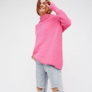 Free People Slouchy Ottoman Tunic Raspberry Rose pink XS oversized.